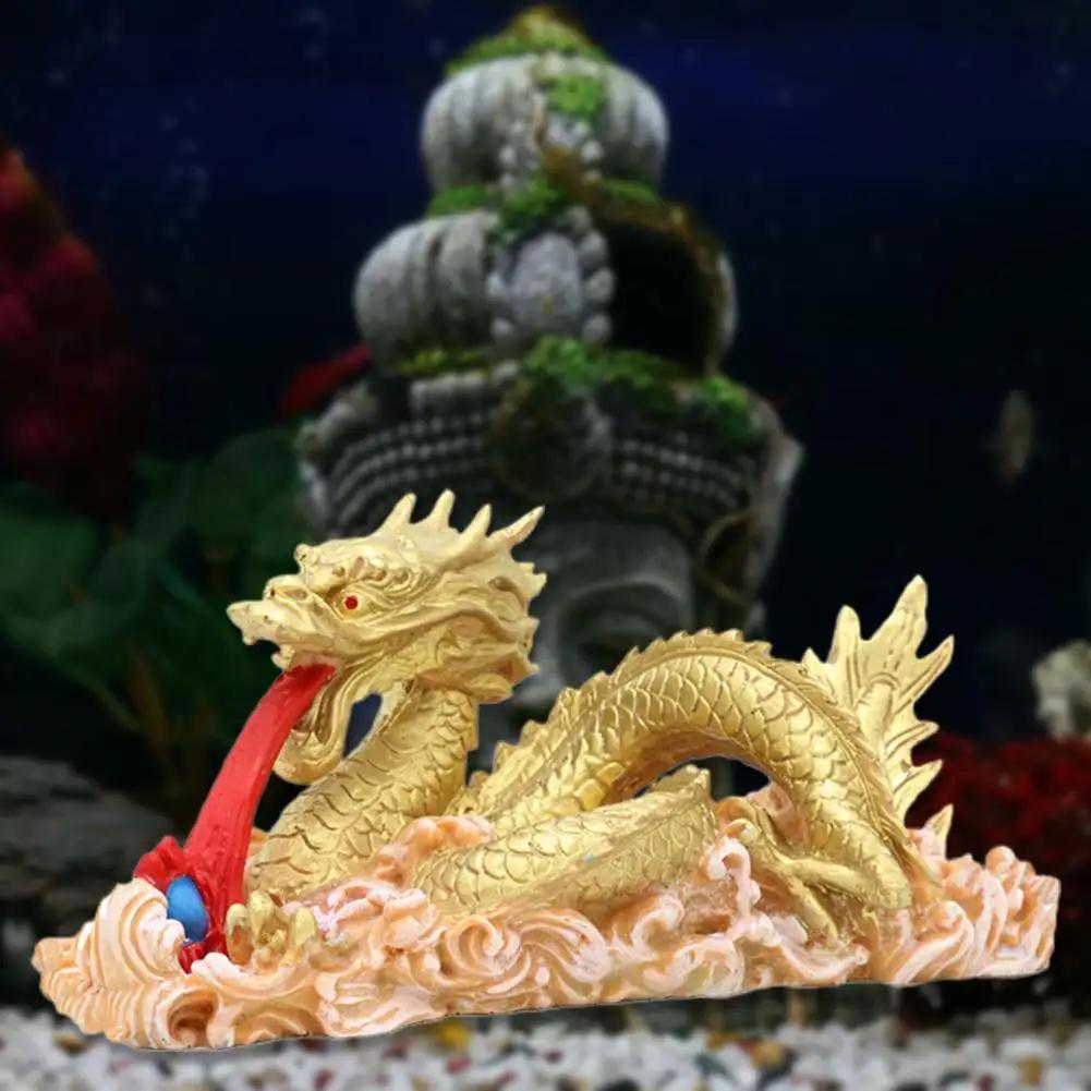 Fashion Strong Construction Stable Fish Tank Decoration Lightweight Aquarium Dragon Figurine Anti-fade for Living Ro